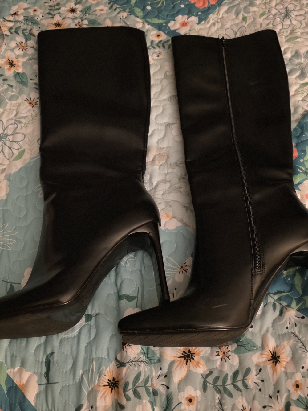 Zara High Heel Knee Boots Black EU 42